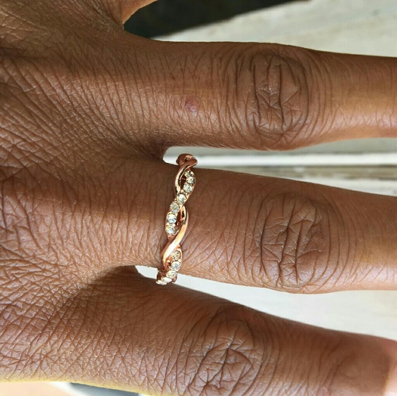 Rose Gold Over Silver Swisted Ring - Picture 7 of 8